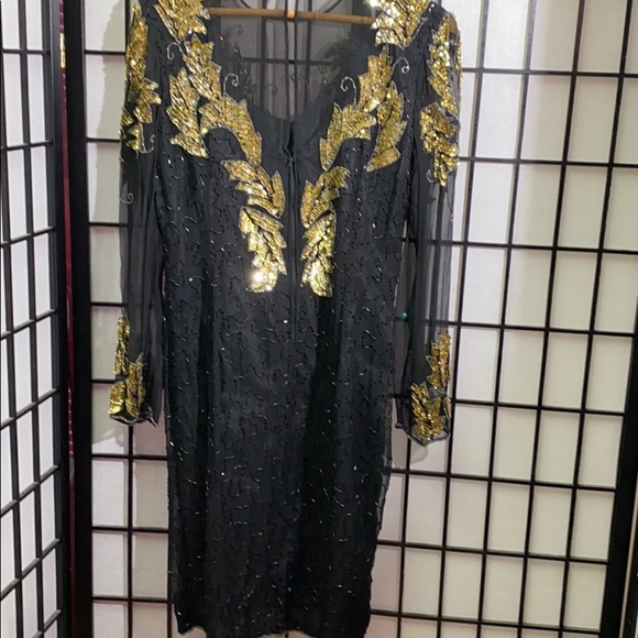 Parisian Room Silk Sequin & Beaded Dress Size 12 - Picture 6 of 8